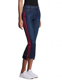 MOTHER - Insider High-Rise Side Stripe Raw Hem Cropped Jeans at Saks Fifth Avenue